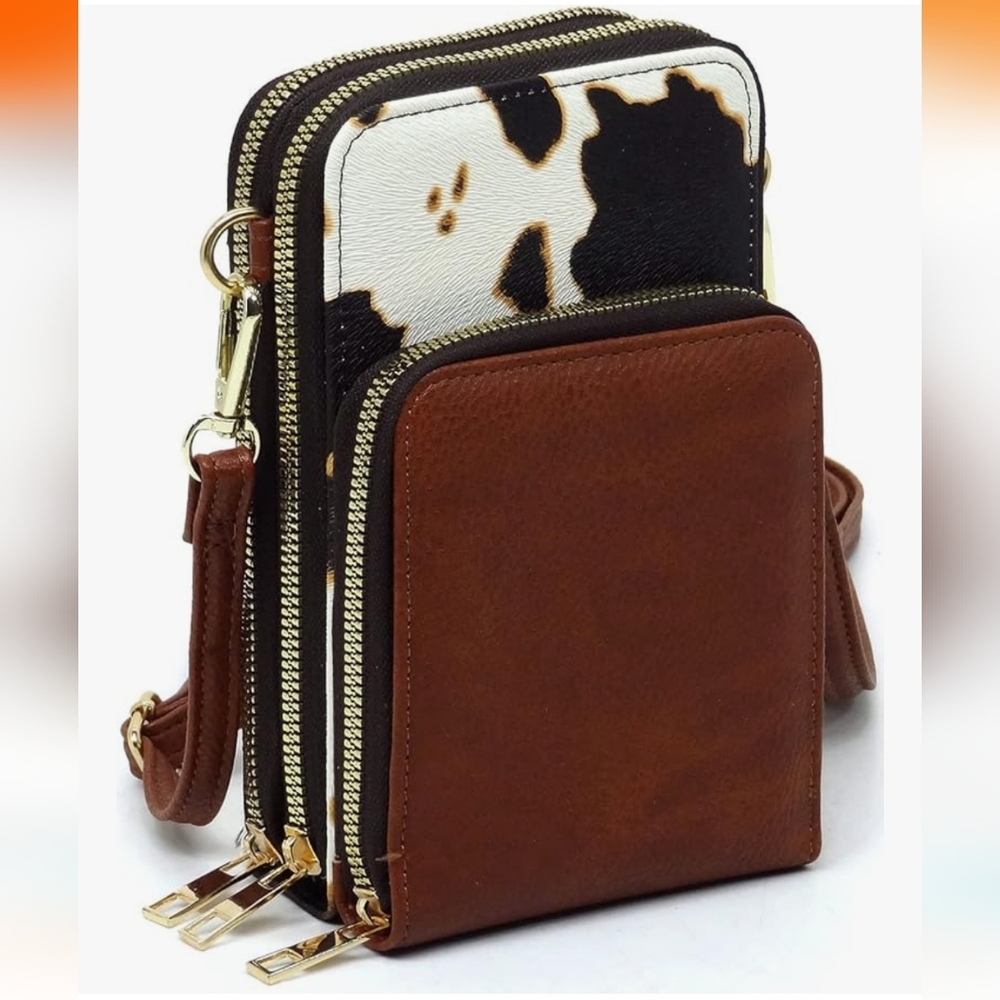Cow print MIZUBA Small Crossbody Cell Phone Purse with waller slots